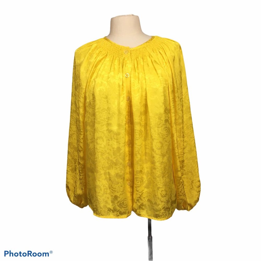 Newport News Vintage Bright Yellow Peasant Top, 10